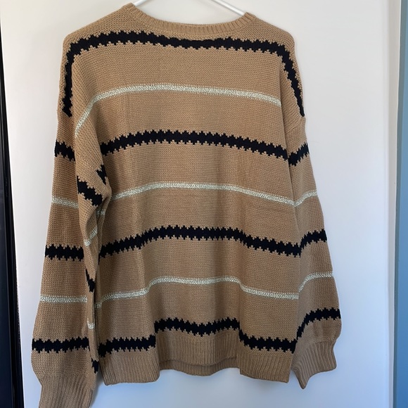 Angashion Women’s Sweater - Brown Striped - Picture 5 of 6